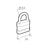 thumbnail of Cadenas à clé AUTO22, 35mm, anse acier zingué, 2 clés - SP