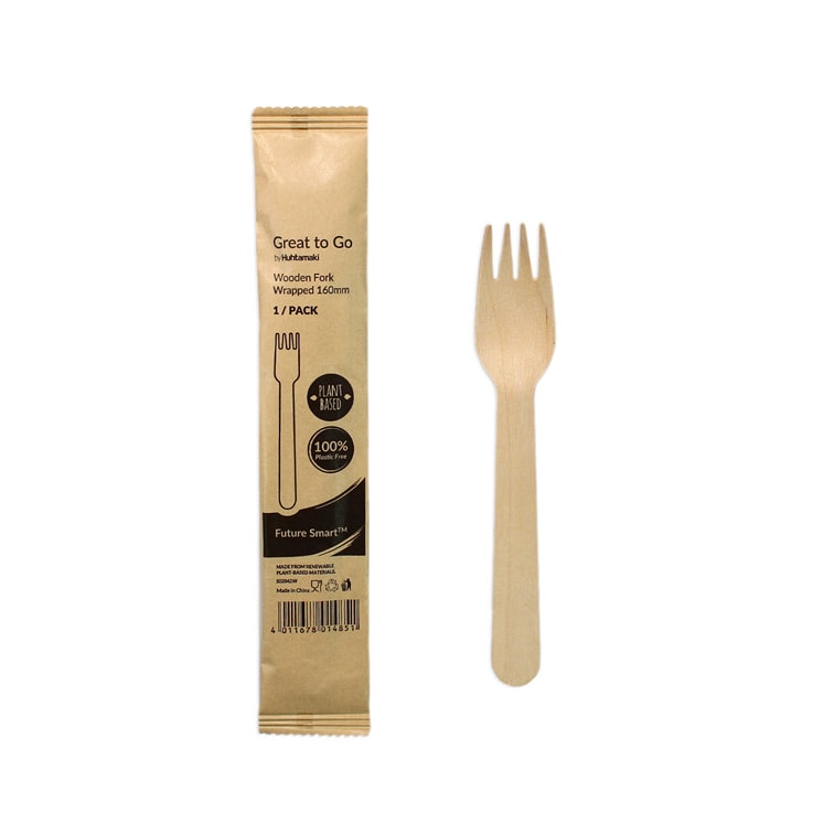 MONOUSO - Forchetta di Legno Imbustata 16cm (500 Pezzi)