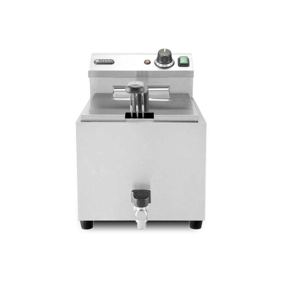 HENDI Friteuse XL avec robinet de vidange, Profi Line, 10L, 400V/6600W, 300x585x(H)377mm