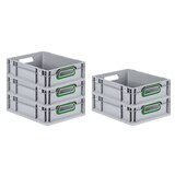 thumbnail of PROREGAL 5x Eurobox NextGen Color | HxBxT 12x30x40cm | 11 Liter | Griffe grün offen | Glatter Boden | Eurobehälter