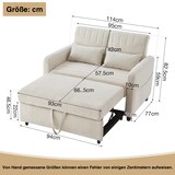 thumbnail of Zweisitzer-Klappsofa 82x114x77 cm Beige mit dreistufig verstellbarer Rückenlehne aus Baumwoll-Leinen-Stoff