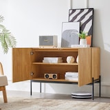 thumbnail of Sideboard 100x40x75 cm 2 Türen Metallbeine moderne Kommode Wohnzimmer Flur Esszimmer Naturholz Design Aufbewahrung