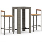 thumbnail of vidaXL 3-tlg. Gartenbar-Set Grau Poly Rattan & Massivholz Akazie