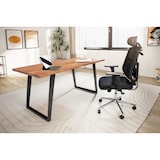 thumbnail of Schreibtisch Massiv Baumkante Industrial | 160x80cm Akazienholz | Goldbraun-Schwarz | Handarbeit & U-Metallgestell | Atoll Kollektion | Kadima Design