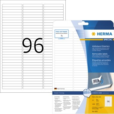 HERMA Etikett Movables 4202 63,5x8,5mm A4 weiß 2.400 St./Pack.