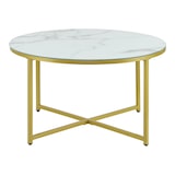 thumbnail of Helloshop26 - Table basse ronde pour salon 45 x 80 cm marbre blanc / doré 03_0008496