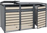 thumbnail of XL 3er/6er-Mülltonnenverkleidung HWC-J81, Mülltonnenbox, Metall 95kg anthrazit ~ Buche-Holzoptik hellbraun