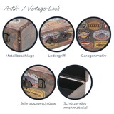thumbnail of HMF Vintage Deko Koffer aus Holz, Aufbewahrungsbox mit Deckel und Ledergriff, stilvolle Aufbewahrung und Geschenkidee, Garage, 44 x 32 x 16 cm