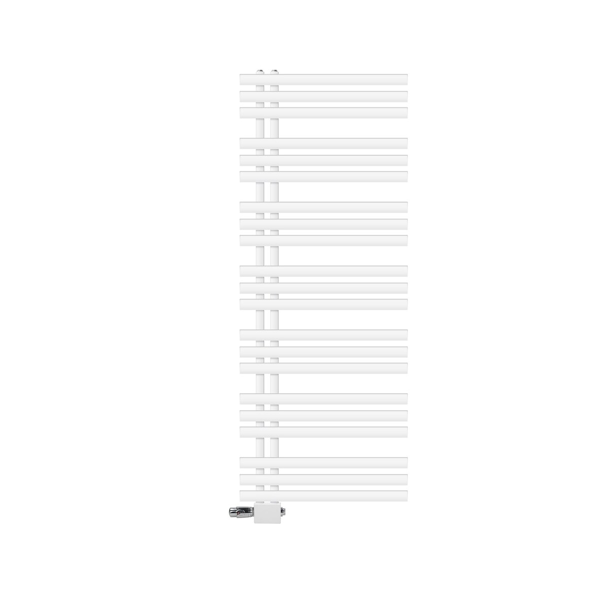 LuxeBath Badheizkörper Iron EM 600×1600 mm Weiß, Seitenanschluss, Thermostat Universal, Design Heizkörper Handtuchtrockner Handtuchheizung