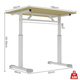 thumbnail of Schreibtisch höhenverstellbar 90x100x60 cm Holz mit Handkurbel, Metallgestell, kompakt für Homeoffice und Arbeitszimmer