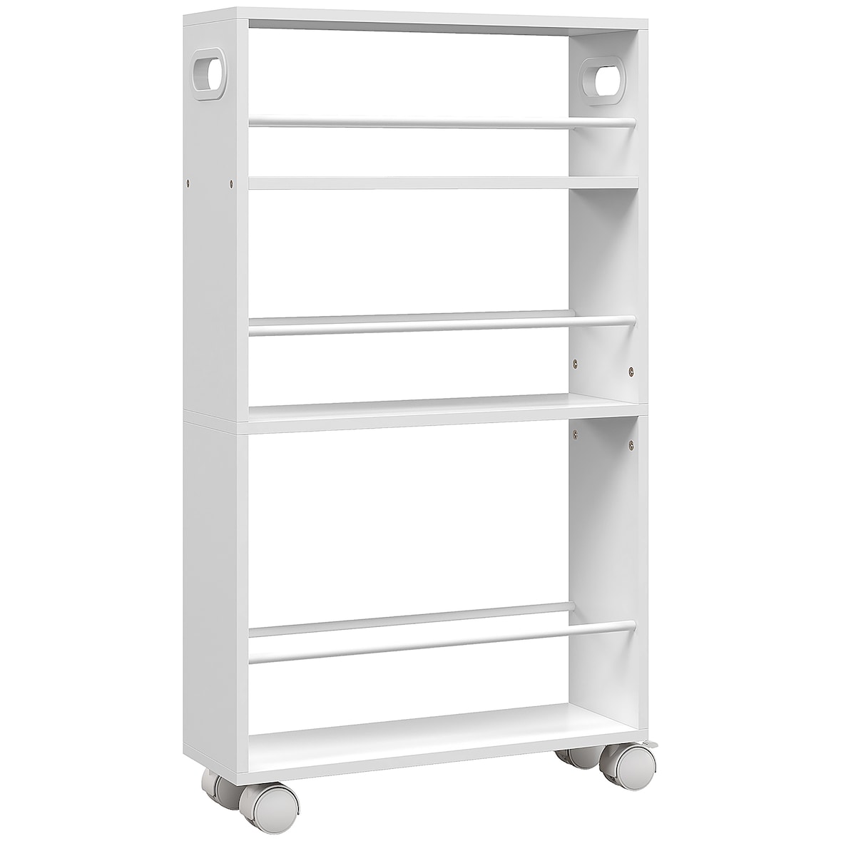 Carrito auxiliar con ruedas carrito de cocina de 3 niveles con barandillas laterales y asas para comedor sala baño 45x15x80 cm blanco