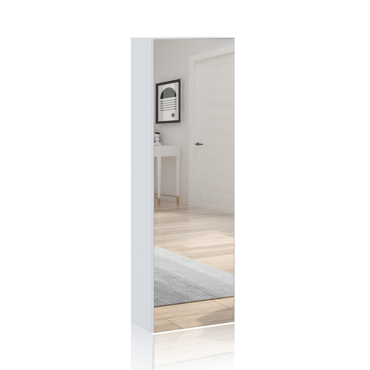 Oreste Luchetta Guardaroba e scarpiera a colonna con specchio MAYFAIR in MDF H.160 L.50,5 P.28 cm Larice bianco