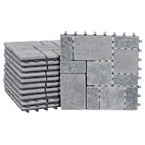 thumbnail of Steentegel HWC-K70, vloertegel insteektegel balkon/terras natuursteen, 11x elk 30x30cm = 1m² ~ donkergrijs