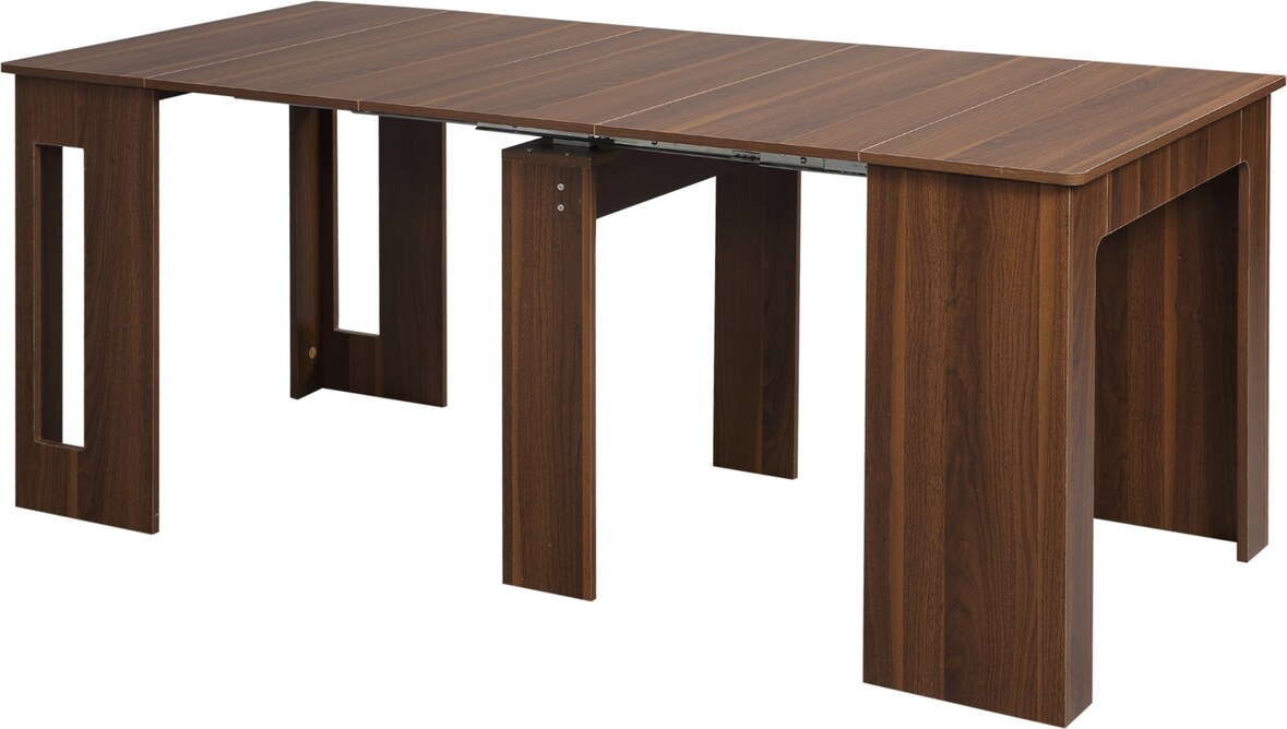 Ausziehbarer Esstisch Holzwerkstoff Braun 180x85x75 cm, klappbar mit Rollen