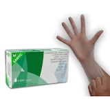 thumbnail of Guantes de vinilo sin polvo para examen, limpieza, manipulación de alimentos. Transparente. Caja de 100 Unidades. Talla S