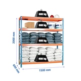 thumbnail of SimonRack Estante Industrial 2000x1500x600, 4 Prateleiras em Madeira, 600 kg por Nível, Estrutura em Aço, Azul/Laranja/Madeira - Simonforte