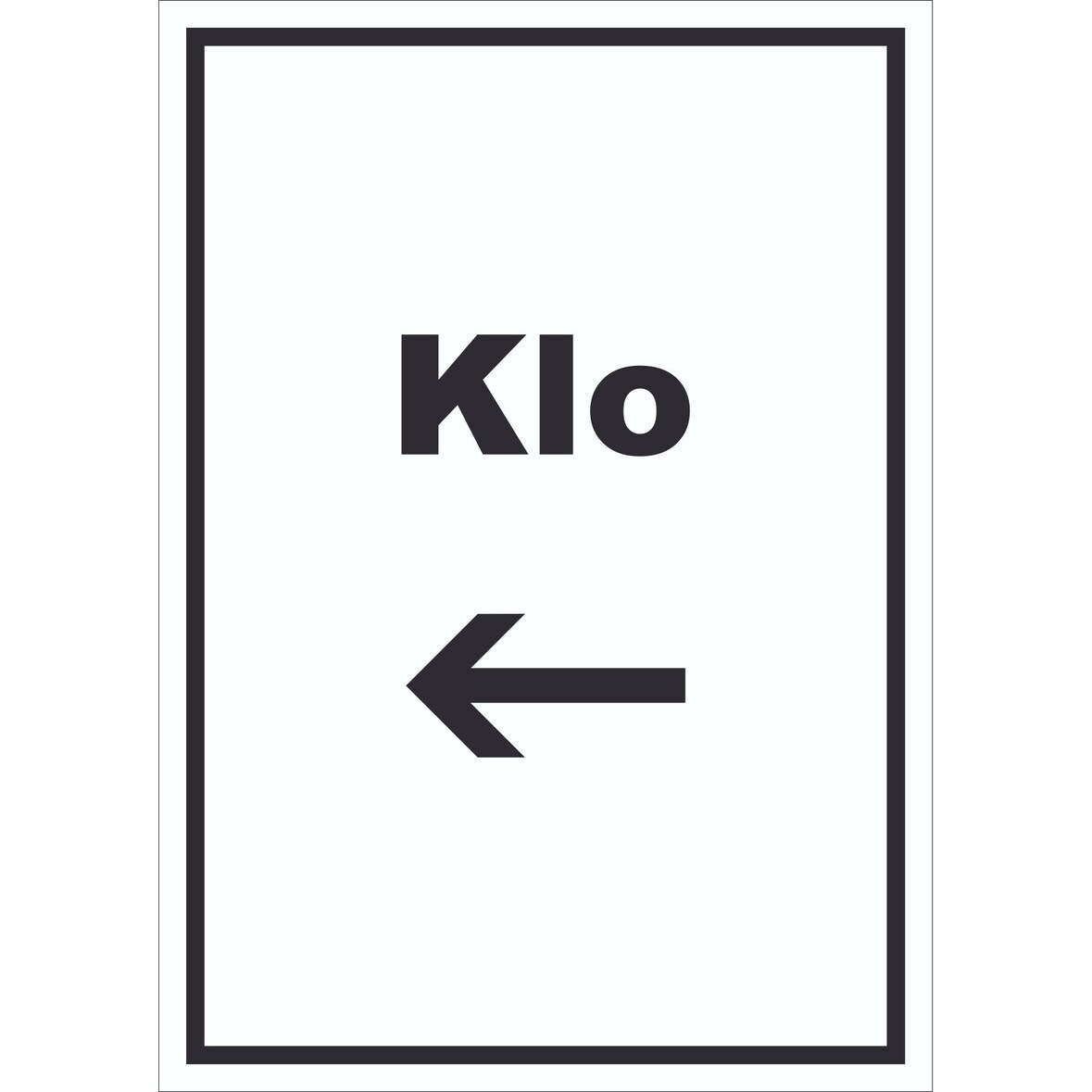 Klo Schild mit Text und Richtungspfeil links WC Toilette hochkant A6 (105x148mm)