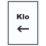 thumbnail of Klo Schild mit Text und Richtungspfeil links WC Toilette hochkant A6 (105x148mm)