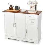 thumbnail of COSTWAY Sideboard Branco, armário de cozinha com mesa, armário de bufê com portas e gavetas e prateleiras ajustáveis, ilha da cozinha