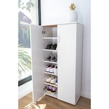 thumbnail of DUPI Mueble Zapatero Librería de Dos Puertas, Madera, Zapatero Puertas de Libro Mueble Auxiliar, 60cm Ancho, 32,50 cm Profundo, 124cm Alto (Blanco)