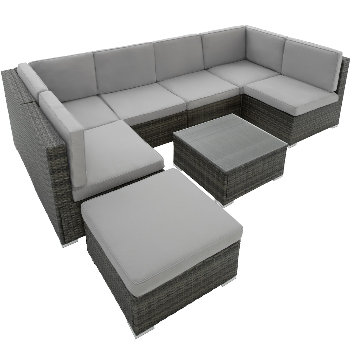 tectake Conjunto de muebles de ratán VENECIA  gris - 402698