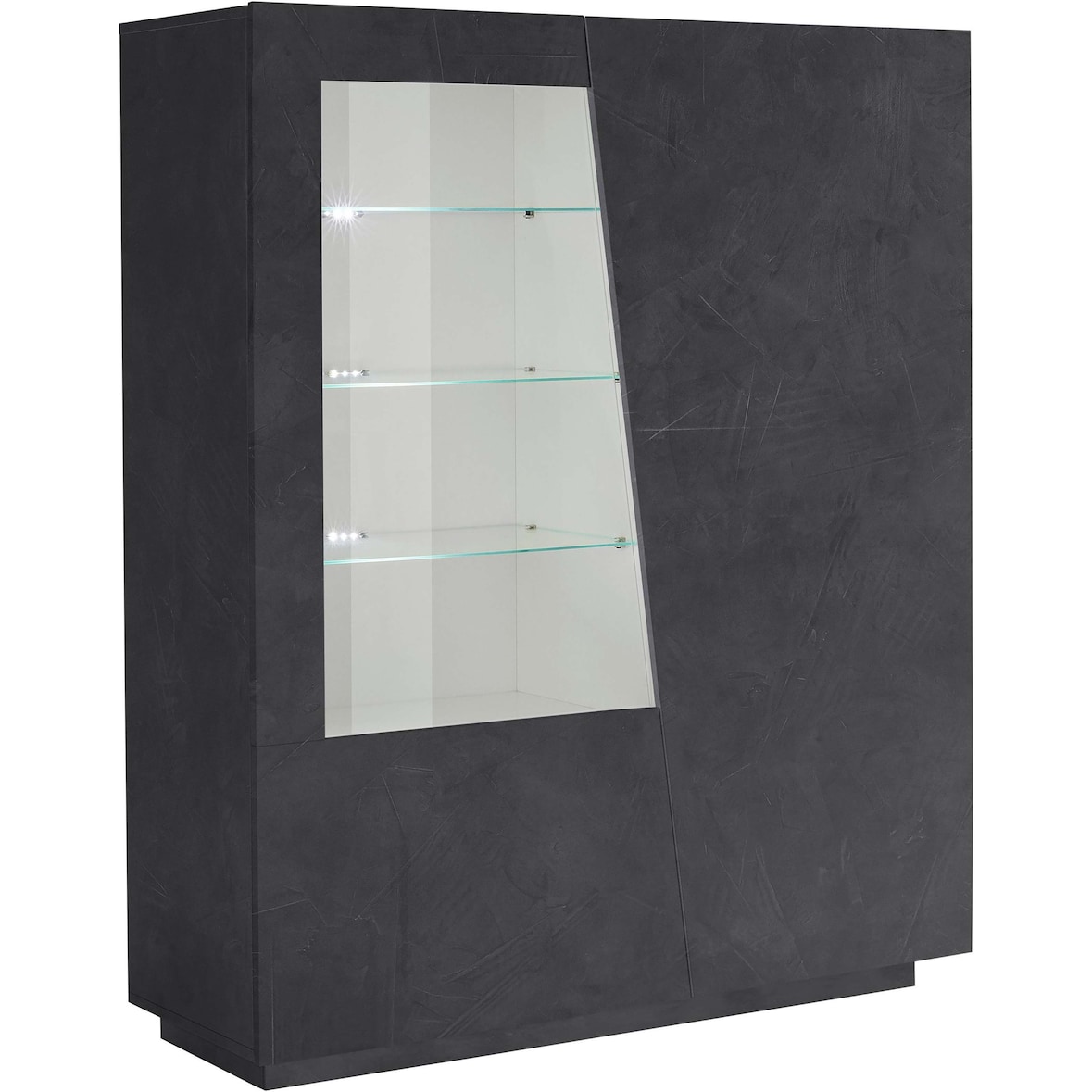 shopinnovativo -Libreria con vetrina moderna soggiorno salotto design grigio antracite 120X43X146 H