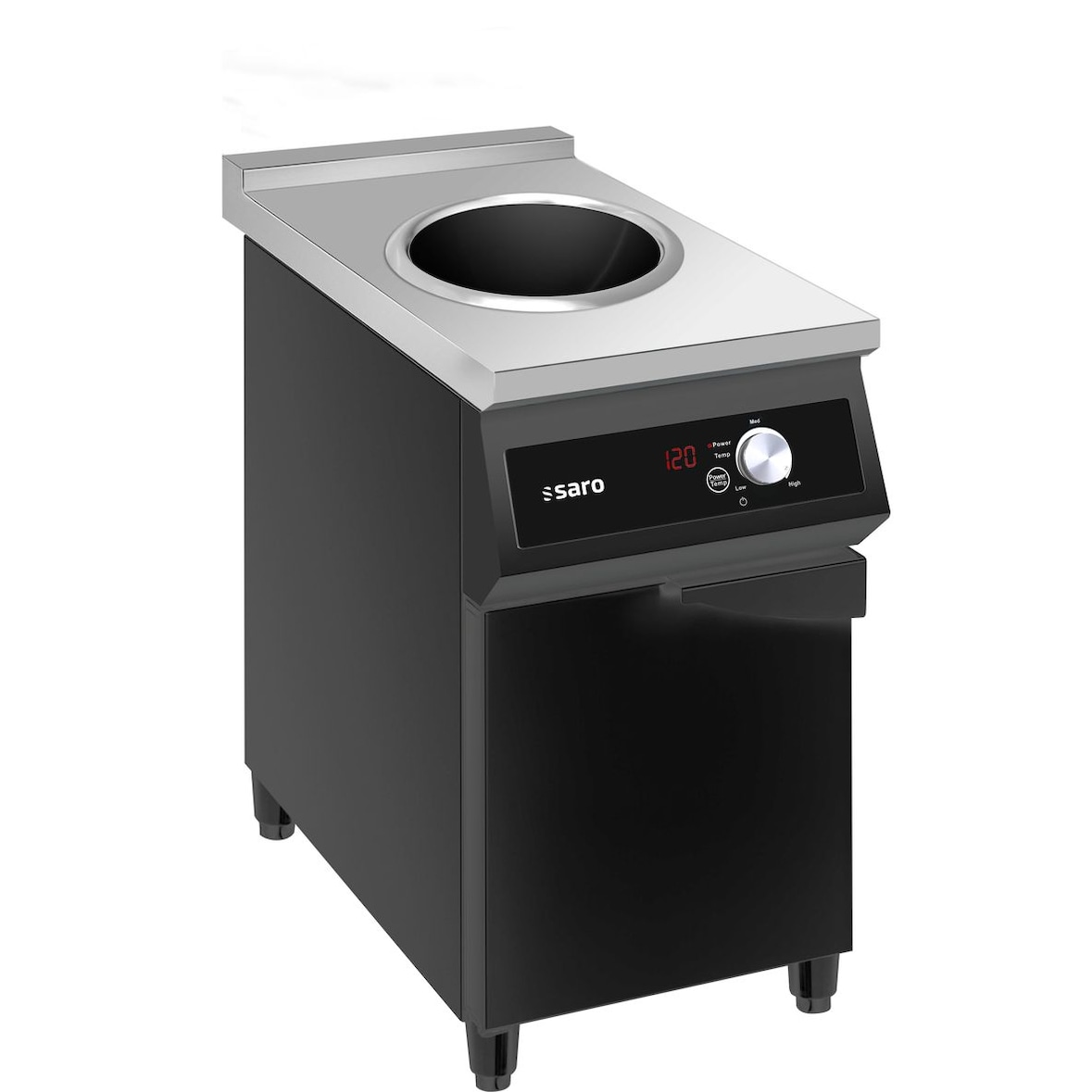 SARO wok inductiekookplaat model THEO, inductiekookplaat met wokplaat en onderkast met deur