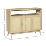 thumbnail of HOMCOM Aparador Sala de Estar de Estilo Cannage com 3 Portas de Vime Prateleiras Ajustáveis e Pés de Madeira 120x40x97 cm Madeira