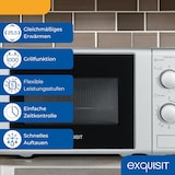 thumbnail of Exquisit Mikrowelle 20L, 1000 Watt Grill, 700 Watt, Einfache Bedienung, 25,5cm Drehteller, 5 Leistungsstufen, Timer, 2 Drehregler, MW 802G silber