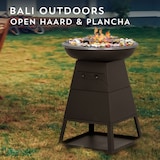 thumbnail of Bali OUTDOORS 3-in-1 Grillring BBQ en Plancha Grill en Vuurkorf– Staand Vuurschaal BBQ met Brandhout Opslagplaats - RVS ronde Teppanyaki Bakplaat