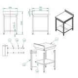 thumbnail of Table de travail EASYLINE / avec étagère de base et rebord surélevé, 600 x 700 mm