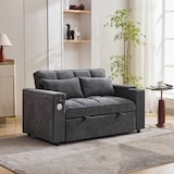thumbnail of Merax Schlafsofa 3-in-1, 2-Sitzer mit verstellbarer Rückenlehne, USB, verstecktem Tisch & Getränkehalter, Grau