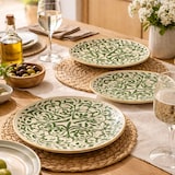 thumbnail of Novastyl - Lot 6 assiettes plates héraclée 27cm en grès décor vert