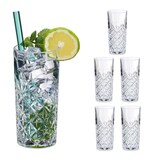 thumbnail of Relaxdays Longdrinkgläser, 6er Set, 300 ml, geschliffene Trinkgläser, spülmaschinenfest, Highball Gläser, transparent
