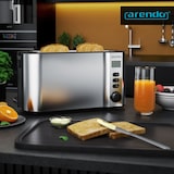 thumbnail of Arendo Toaster Edelstahl Langschlitz 4 Scheiben, Doppelwandgehäuse, integrierter Brötchenaufsatz, 6 Bräunungsstufen, Brotzentrierung automatisch
