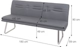 thumbnail of Sitzbank | HxBxT 90x180x59cm | Sitzhöhe 49cm | Rückenlehne Stoff/Textil Edelstahl gebürstet | Braun 180cm | Esszimmerbank Bank Polsterbank