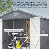 thumbnail of Kunststoff-Gerätehaus Grau 240x190x228 cm, belüftet, mit Fundamentrahmen
