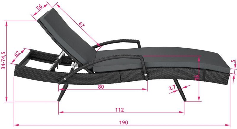 Helloshop26 - Ligstoel tuinstoel tuinmeubelen 5 standen zwart 2208057 ...