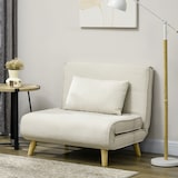 thumbnail of HOMCOM Poltrona 2 em 1 Sofá Cama Individual Dobrável com Encosto Ajustável e Almofada Carga 125 kg 90x78x79 cm Bege