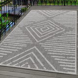 thumbnail of Carpetsale24 In- & Outdoor Teppich 160x230 cm, Wetterfest & Robust, Flachgewebe mit Boho-Design in Grau & Creme, für Terrasse, Balkon, Küche