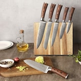 thumbnail of Wakoli Edib 6er Damastmesserset I 8 - 20 cm Klinge I mit Messerblock