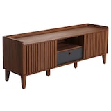 thumbnail of TV-Rack HWC-M48, Lowboard TV-Schrank, Schiebetür 56x150x40cm ~ Walnuss-Optik, Schublade dunkelgrau