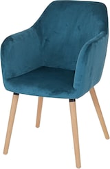thumbnail of Esszimmerstuhl Malmö T381, Stuhl Küchenstuhl, Retro 50er Jahre Design ~ Samt, petrol-blau, helle Beine