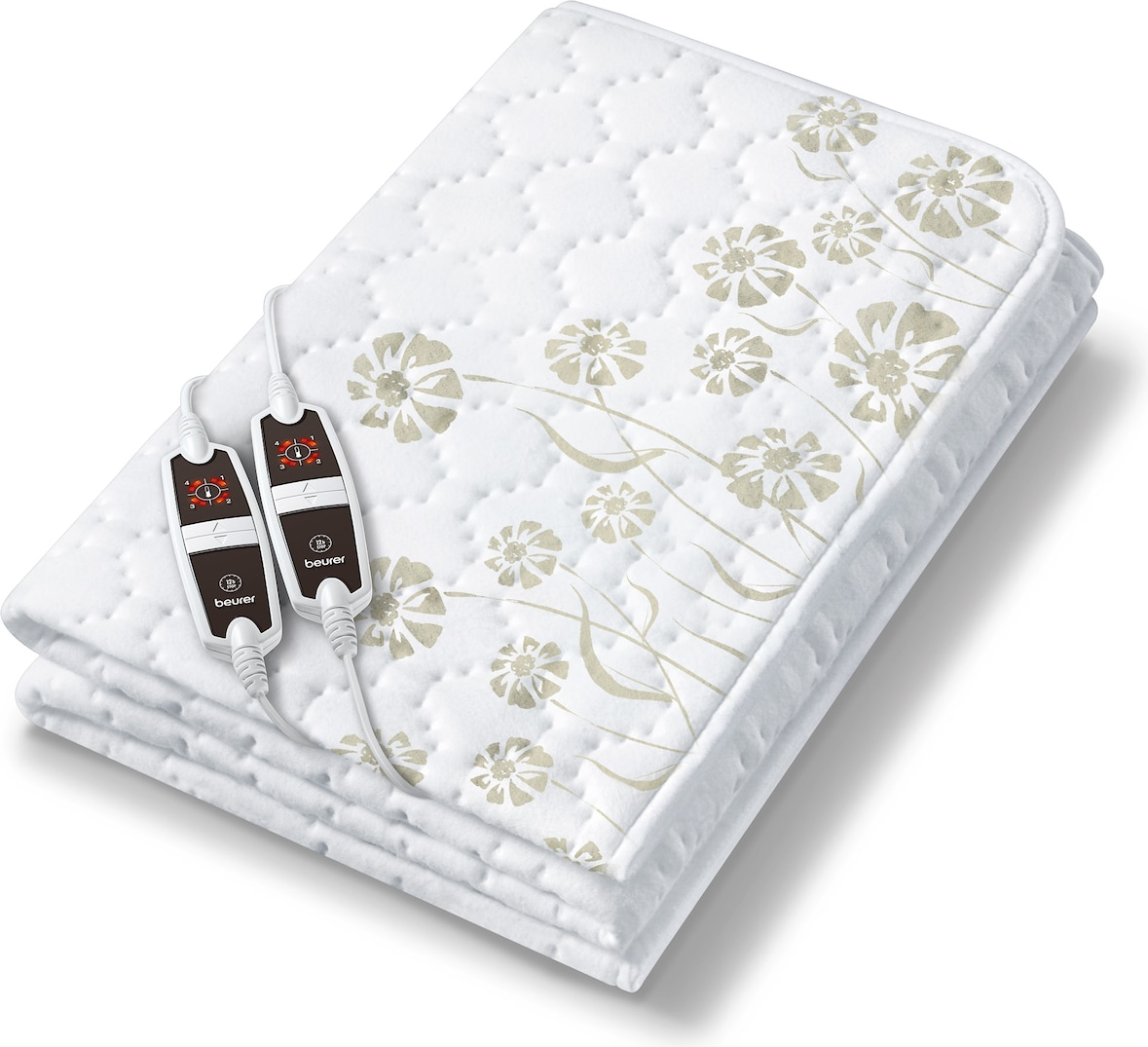 Sobre-colchão eléctrico Beurer UB68XXL; Para camas de casal; Potência: 2x 60W; 4 níveis de temperatura; Temporizador até 12h; Certificado Oeko-Tex 100
