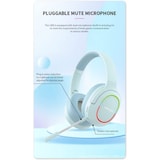 thumbnail of S&N Auscultadores sem fios Bluetooth, auscultadores, auscultadores com som surround, estéreo, USB, com luz, para PC, L800 (azul)