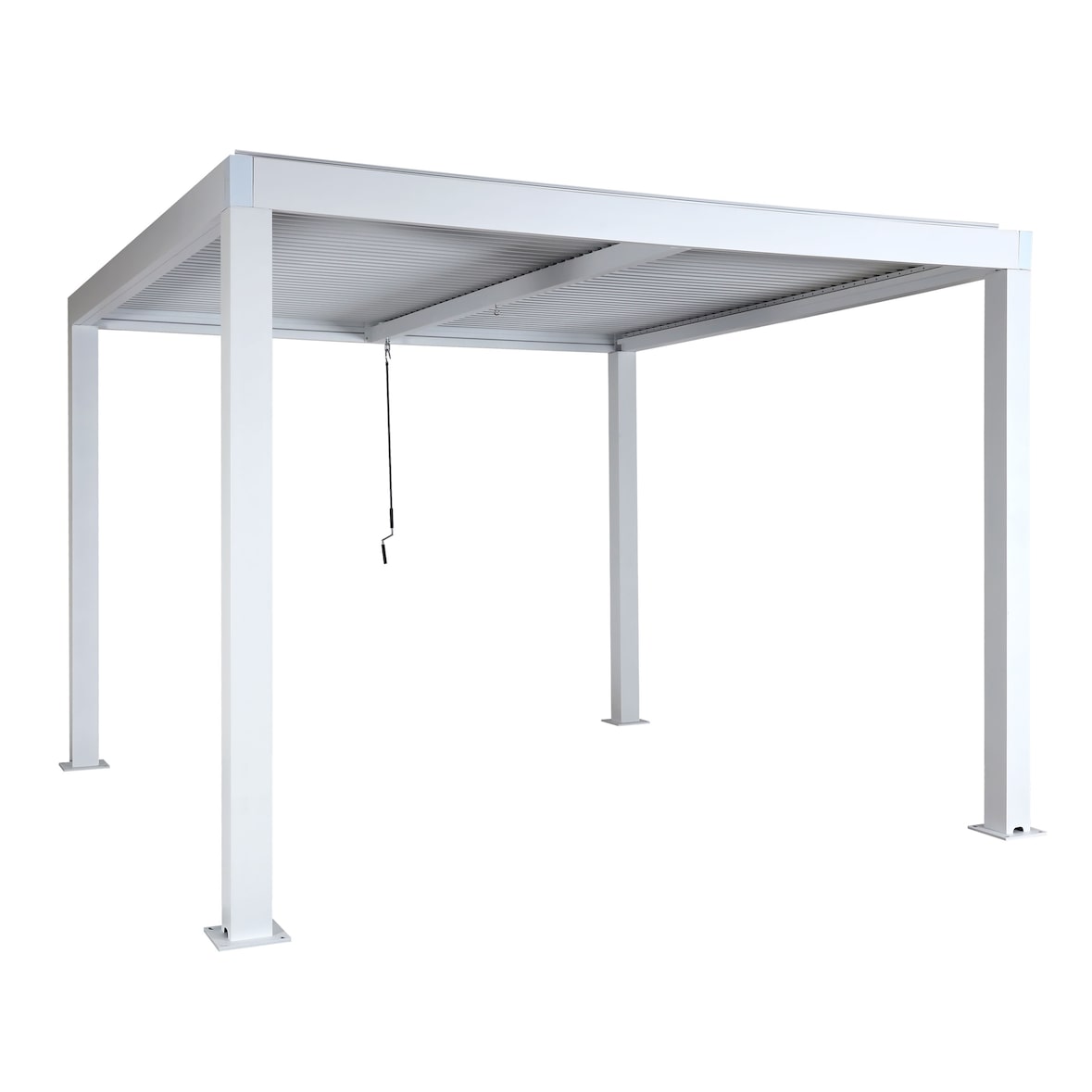 Pergola HWC-L46, Gartenpavillon Lamellen-Pavillon, 11cm-Aluminium-Gestell, Regenrinne sturmfest, 3x3m ~ weiß