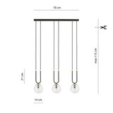 thumbnail of Sospensione Contemporanea 3 Luci Crio Acciaio Nero Oro E Sfera Vetro Trasparente