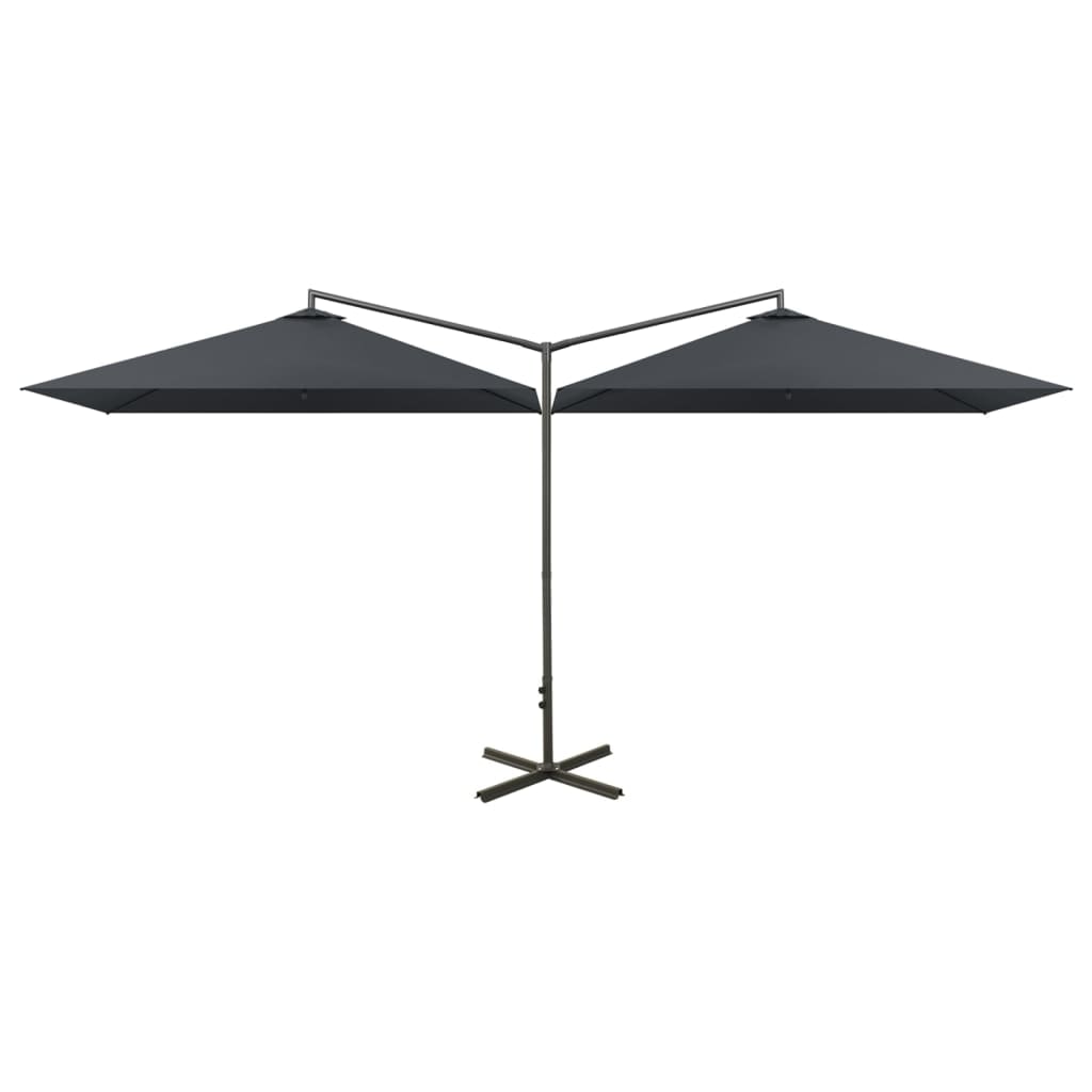 Parasol de jardin double avec mât en acier anthracite 600x300cm Modèle Titan Signature Pro
