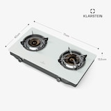 thumbnail of Barzona Campingkocher | 2 Brenner | 3,4 kW & 4,3 kW | Glasplatte | Edelstahl | mobil einsetzbar Weiß