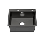 thumbnail of Gasfrit - Keukenspoelbak met sifon voor opbouwmontage van roestvrij staal zwart, 1 spoelbak, 540 x 490 x 200 mm